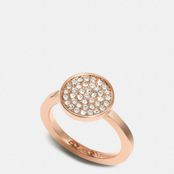 Coach Jewelry - COACH Pave Disc Ring Rose Gold